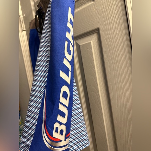 Men’s Bud Light checkerboard shorts/swim/board shirts in blue & white Size 36 - Picture 2 of 8